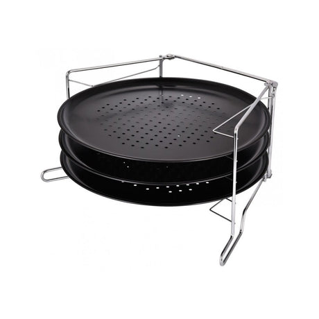 Set de tăvi de pizza KingHoff 1480, 4 piese, 32,3 cm, negre