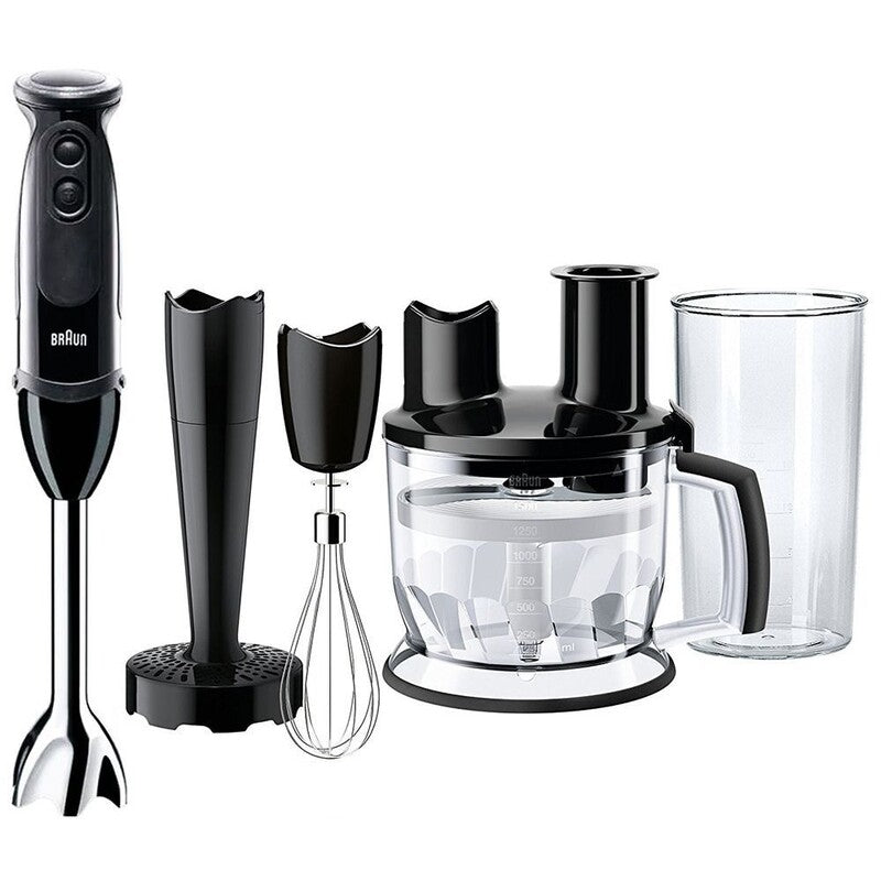 Blender Braun MultiQuick 5277 Vario, 1000 W, Cană gradată 0,6 l, Capacitate 1,5 l, Accesorii pentru piure, 21 de viteze + Turbo, Negru