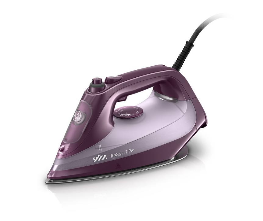 Fier de călcat cu abur Braun TexStyle 7 SI7181VI, 3100W, 300ml, talpă FreeGlide 3D ElxoalPlus, anti-picurare, mod iCare, autocurățare, oprire automată, violet