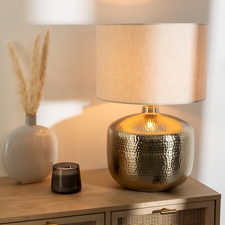 Lampă de masă Atmosphere Kais, Înălțime 52 cm, Metal ivoriu