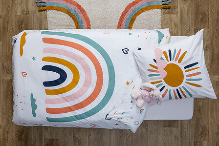 Lenjerie de pat reversibilă pentru copii Atmosphera Rainbow, 140x200 cm, bumbac