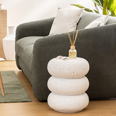 Masă laterală Atmosphera Stonento, Magnesia, Alb, Ø35 cm