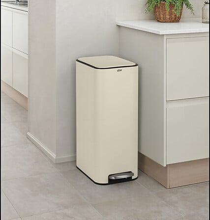 Кош за боклук с педал 5five Delta Slim, Метал, 30L, Бежов