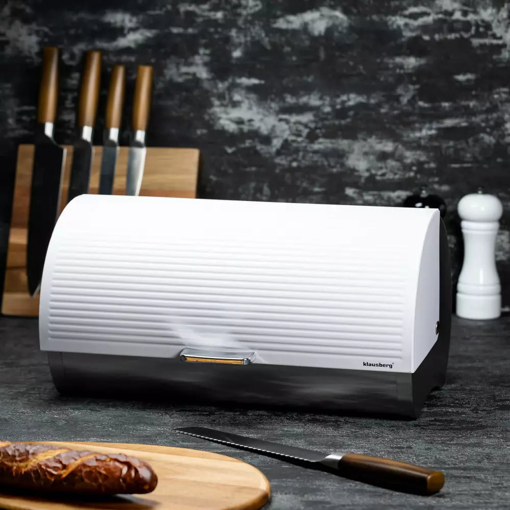 Cutie pentru pâine Klausberg 7270, 39 cm, Metal, Alb/argintiu