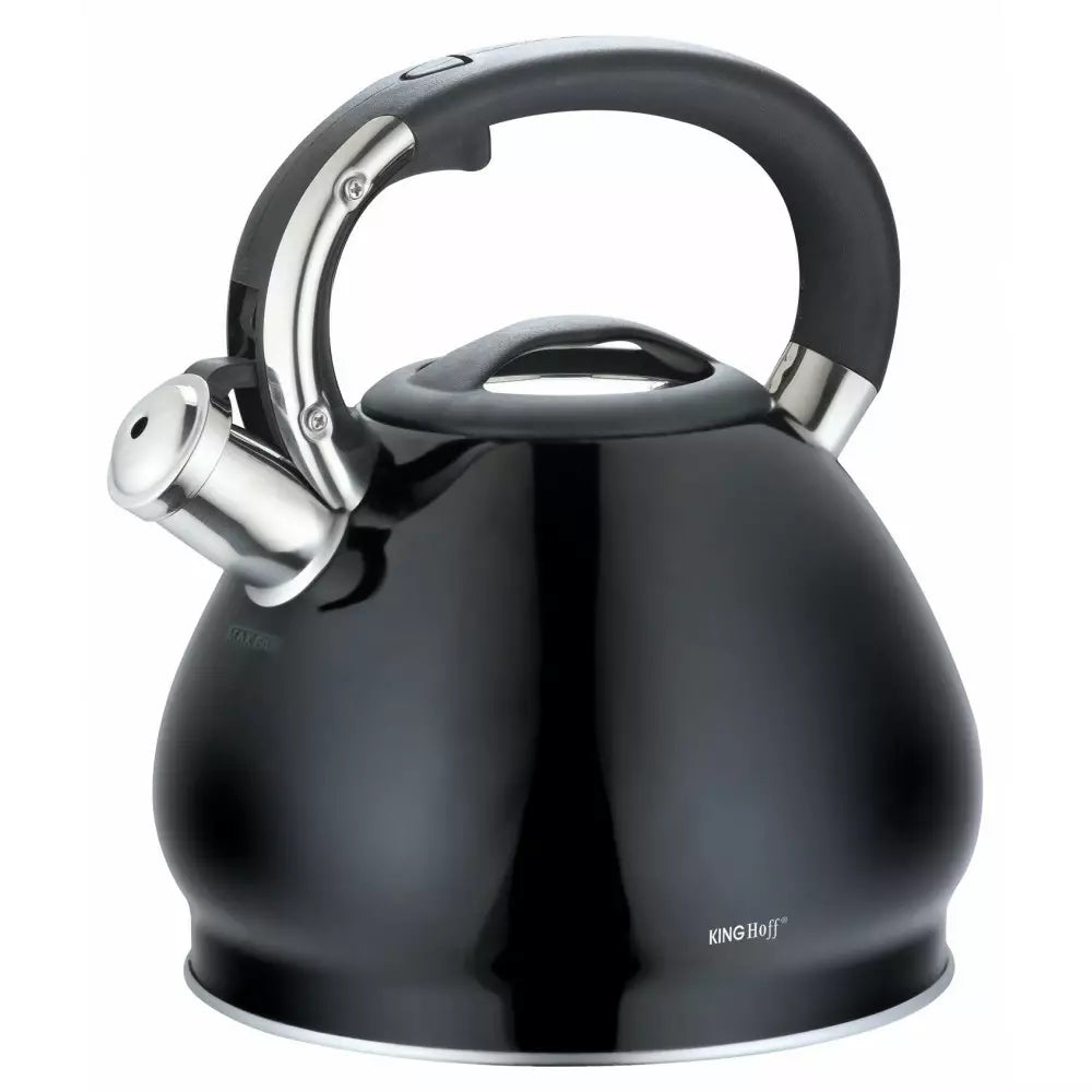 Fierbător cu fluierat KingHoff 1221, 3,4 L, efect de marmură, inducție, negru