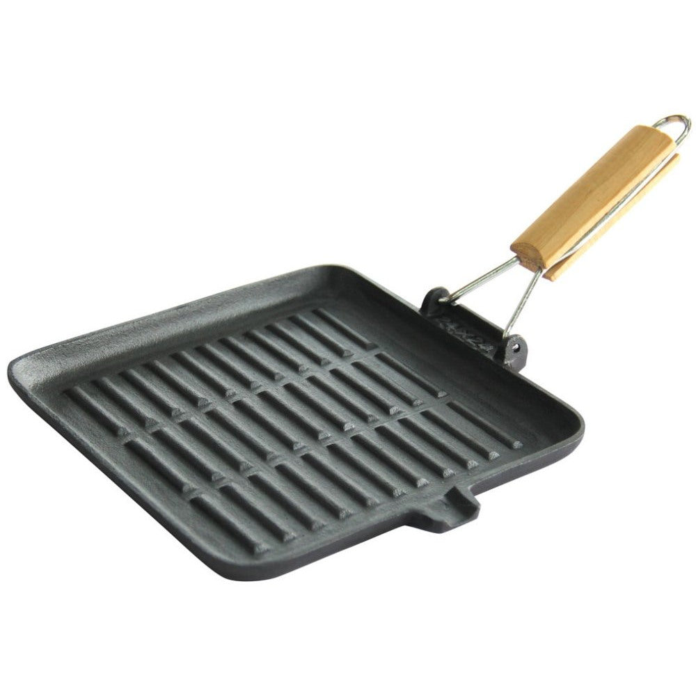 Tigaie grill KingHoff 1107, fontă, 24 cm, mâner din lemn