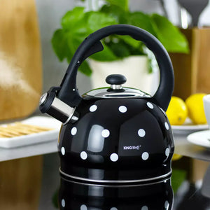 Fierbător cu fluierat KingHoff 1051, 2,6 L, Negru