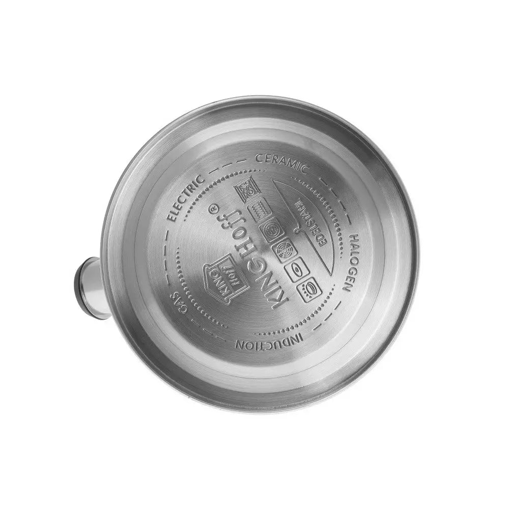 Fierbător cu fluierat KingHoff 1049, 2L, Mâner termoizolant, Potrivit pentru inducție, Oțel inoxidabil, Roșu/alb