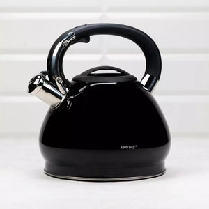 Fierbător cu fluierat KingHoff 1221, 3,4 L, efect de marmură, inducție, negru
