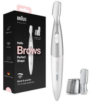 Braun FG1106 Aparat de tuns sprâncene de precizie, alimentat cu baterii, alb/argintiu 