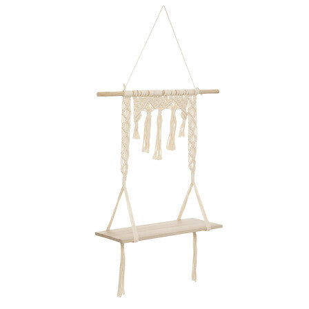 Raft de perete Atmosphere, Macrame și MDF, 60x20x80 cm