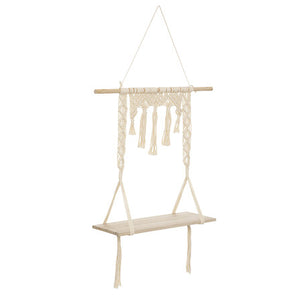 Raft de perete Atmosphere, Macrame și MDF, 60x20x80 cm