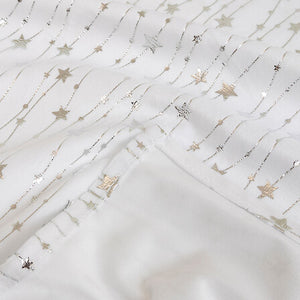 Velvet tablecloth with star pattern 140 x 360 cm, silver