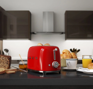 Prăjitor de pâine SMEG TSF01RDEU, stil anii '50, 950 W, 2 felii, 6 niveluri de prăjire, roșu