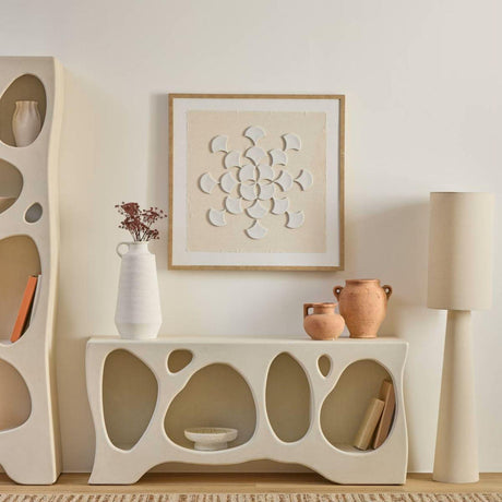 Comodă Atmosphera Chesni, 4 nișe, MDF, fildeș, 137x36x61 cm