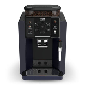 Espressor Krups Sensation EA910B10, 5 rețete, ecran tactil, presiune 15 bar, capacitate rezervor cafea 260 g, duză abur, 1450 W, sistem compact Thermoblock, negru/violet 