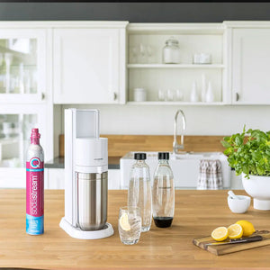 Aparat de băuturi carbogazoase Sodastream DUO 60L, 1 litru, 2 carafe, argintiu/gri