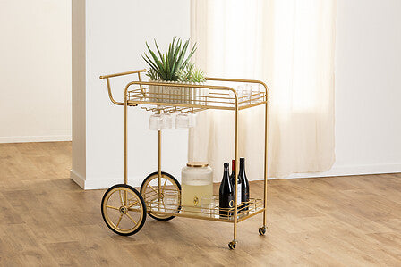 Masă laterală Atmosphera Antonella, sticlă și metal, aurie