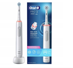 Periuță de dinți electrică Oral-B Pro 3 3000 Sensitive Clean 760918, Albă