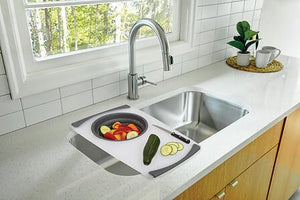 Folding PP chopping board with colander