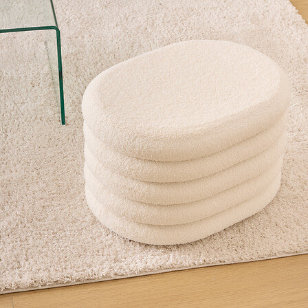 Pouf Depozitare Atmosphera Giulia, Boucle, Alb