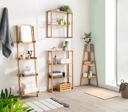 Бамбукова решетка за баня 5five, Ролираща се, 40 x 60 cm