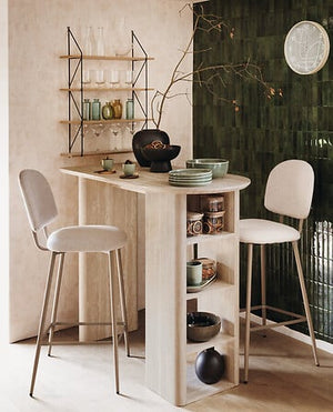 Masă de bar Atmosphere Anaya, MDF cu efect de travertin, 120x60 cm