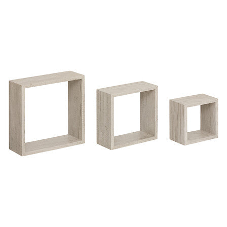 Стенни рафтове 5five Fixy, Комплект 3 броя, MDF, Сиво дъбово, 25 cm