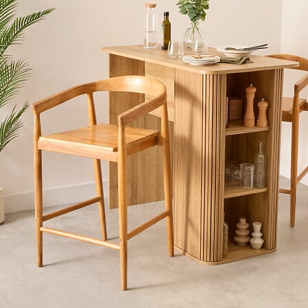 Scaun de bar Atmosphera Miyako, 70 cm, lemn de tec