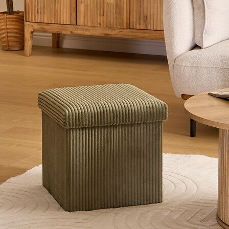 Puf cu atmosferă de depozitare Arum, catifea reiată, pliabil, 38x38 cm