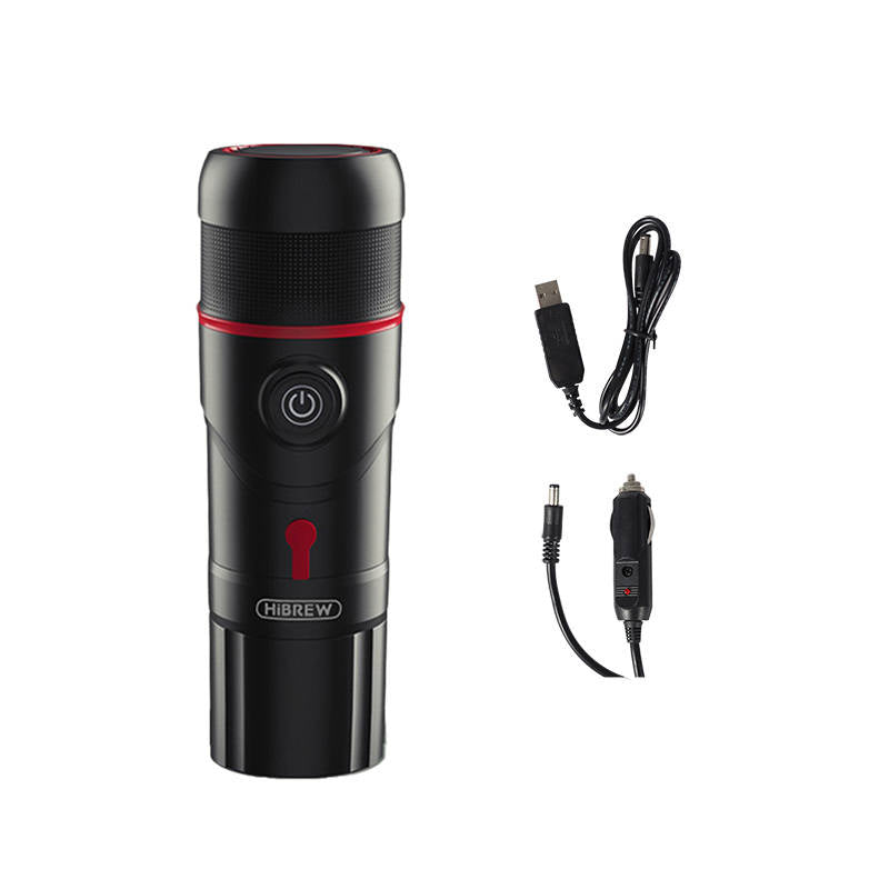 Cafetieră portabilă 3 în 1 HiBREW H4-basic cu adaptor, 80W, 15 bar, Negru