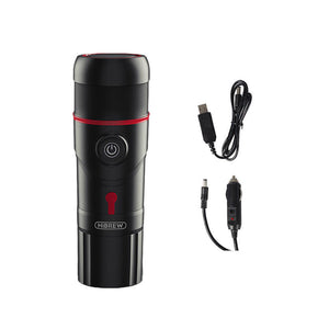 Cafetieră portabilă 3 în 1 HiBREW H4-basic cu adaptor, 80W, 15 bar, Negru