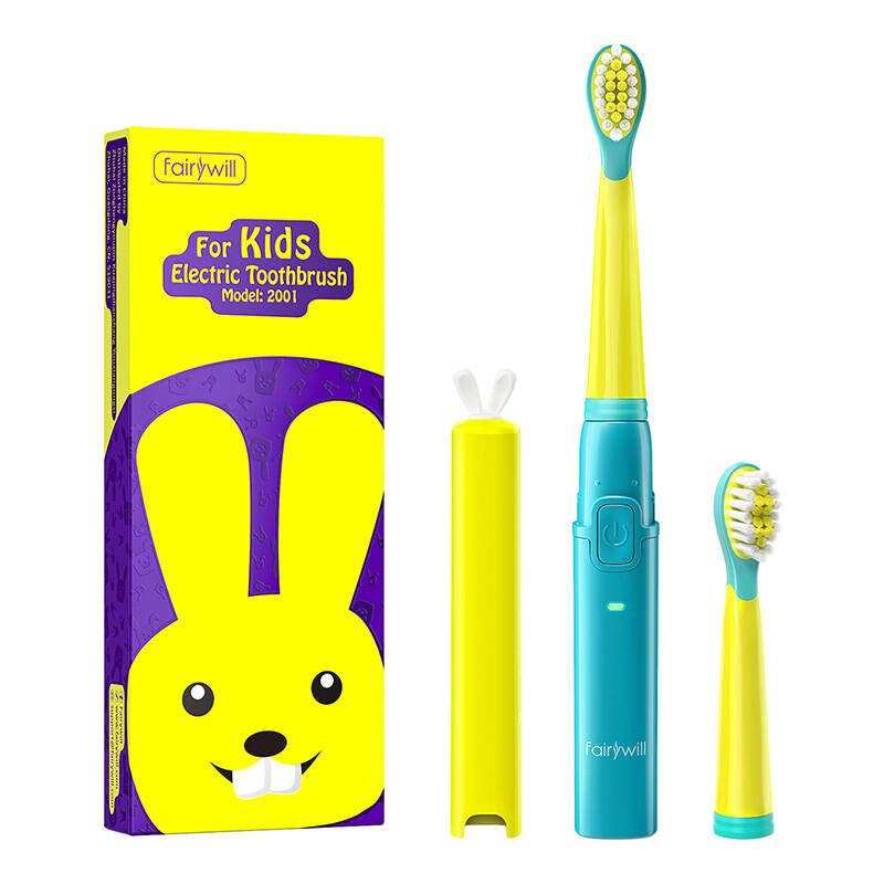 Periuță de dinți electrică pentru copii FairyWill FW-2001, set de accesorii, albastră