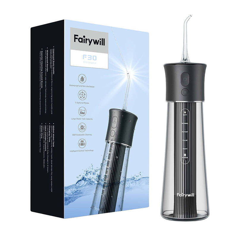 Irigator dentar FairyWill F30, 5 moduri, 300 ml, Negru