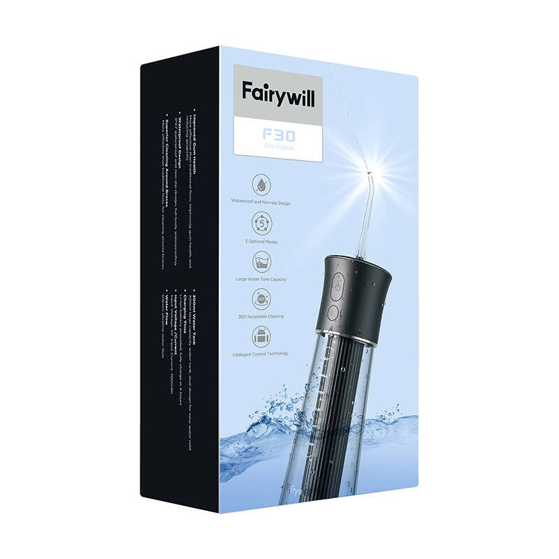 Irigator dentar FairyWill F30, 5 moduri, 300 ml, Negru