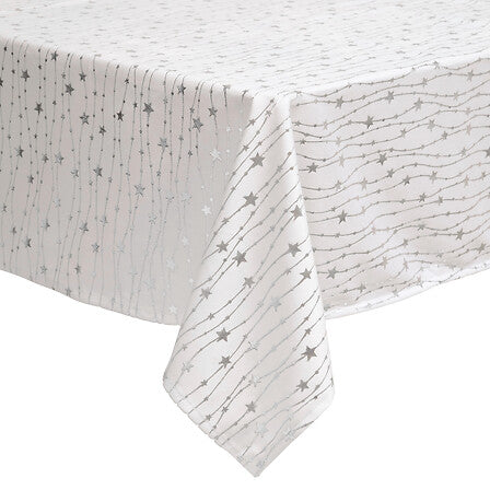 Velvet tablecloth with star pattern 140 x 240 cm, silver