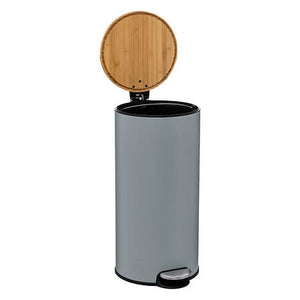 Кош за боклук 5five Modern Color, Метал и бамбук, Педал, 30L, Светлосив