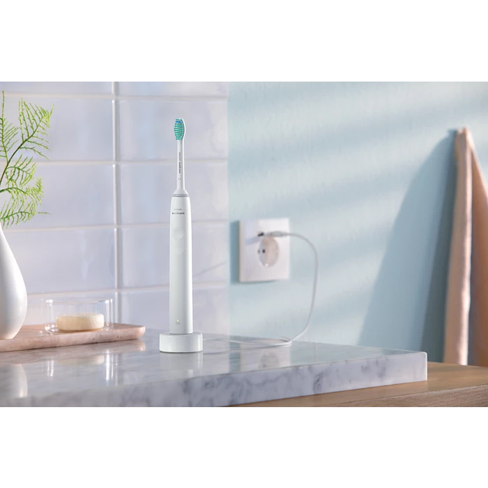 Periuță de dinți electrică Philips Sonicare Seria 2100 HX3651/13, 31.000 mișcări/minut, Quadpacer și SmarTimer, Design ergonomic subțire, 1 cap de periuță, Alb