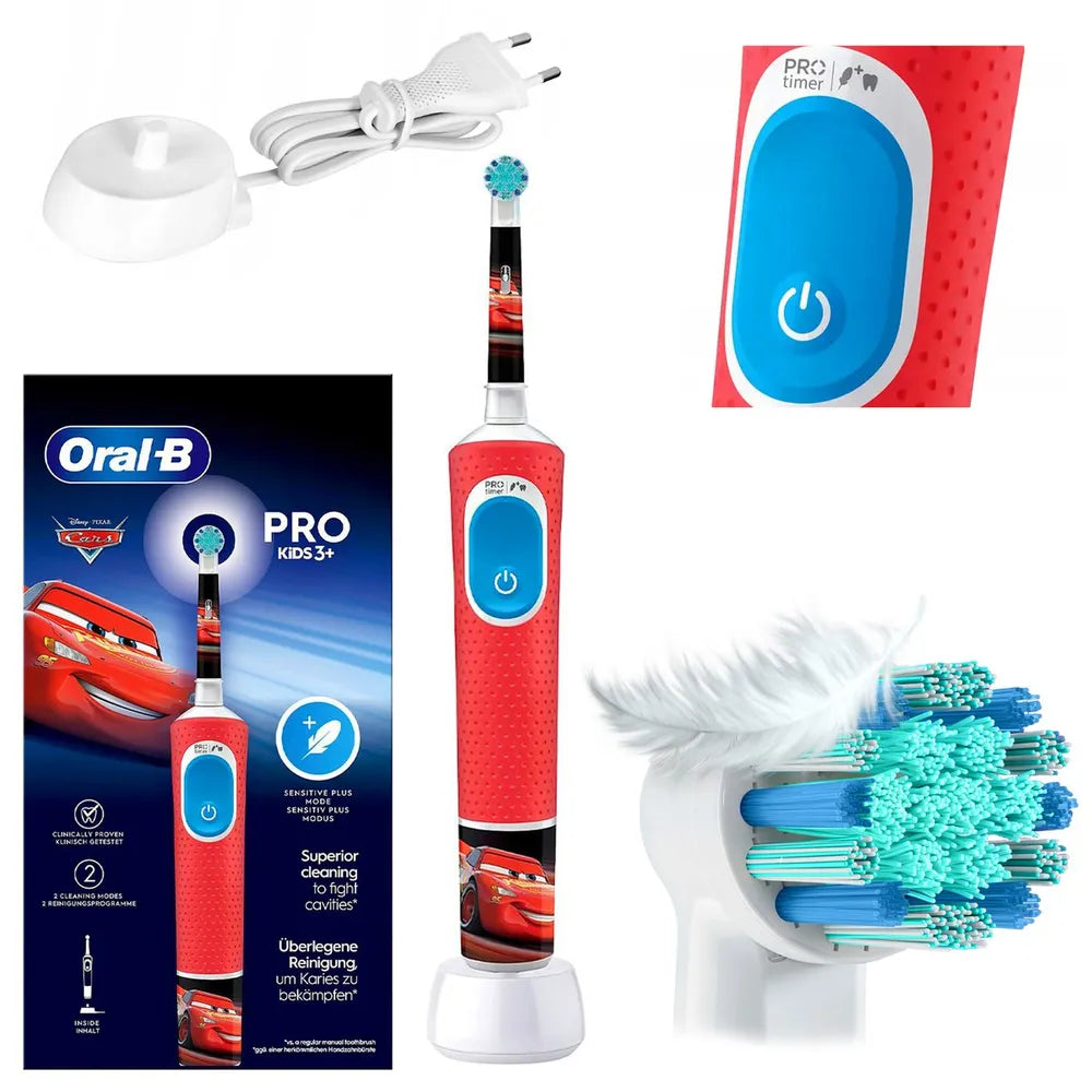 Periuță de dinți electrică pentru copii Oral-B Vitality Pro Kids, Mașini, Roșu