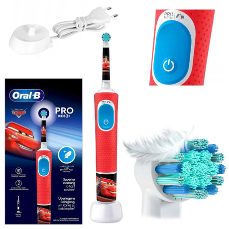 Periuță de dinți electrică pentru copii Oral-B Vitality Pro Kids, Mașini, Roșu