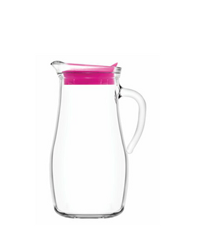 Cană de sticlă LAV Misket, 1800 ml, capac roz