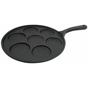 KingHoff 1263 Tigaie pentru clătite mini, 23 cm, 7 compartimente, Fontă, Negru