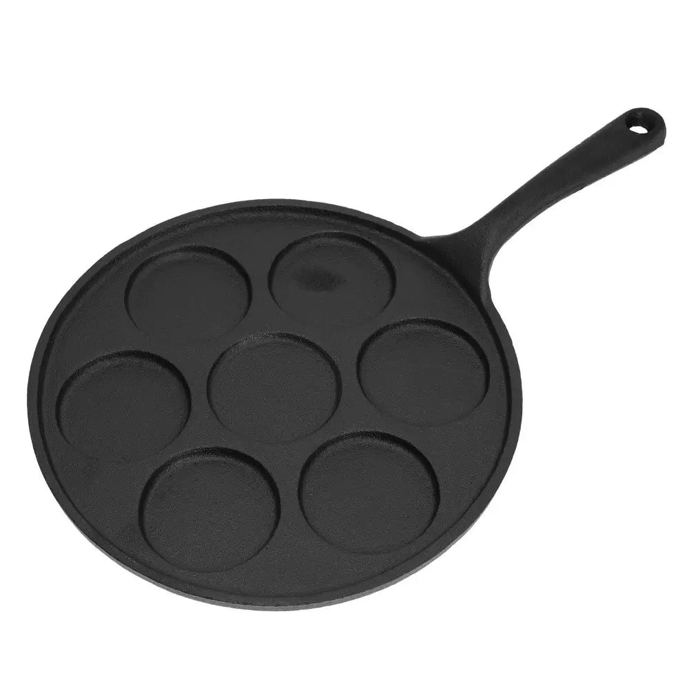 KingHoff 1263 Tigaie pentru clătite mini, 23 cm, 7 compartimente, Fontă, Negru