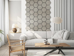 Panou decorativ Atmosphera Hexagon, 56x69 cm, bej, MDF