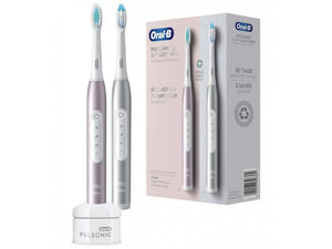 Set de două periuțe de dinți Oral-B Pulsonic Slim Luxe 4900 396369, Roz și Platinum