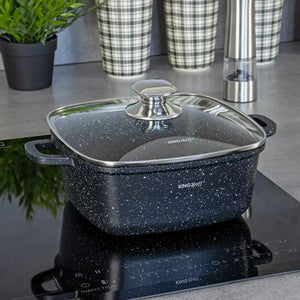 Cuptor și aragaz Kinghoff cu înveliș din marmură, inducție, negru