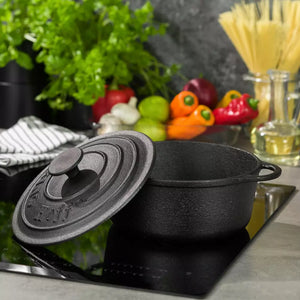 Cratiță KingHoff 2253, Capac din fontă, Mânere din fontă, Inducție, 2,4 l, Diametru 22 cm