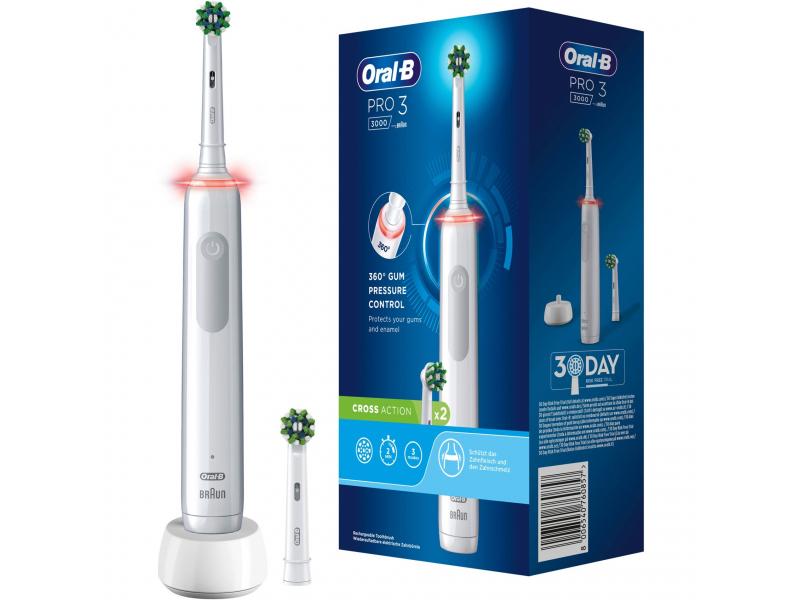Periuță de dinți electrică Oral-B Pro 3 3000 Cross Action 760857, albă