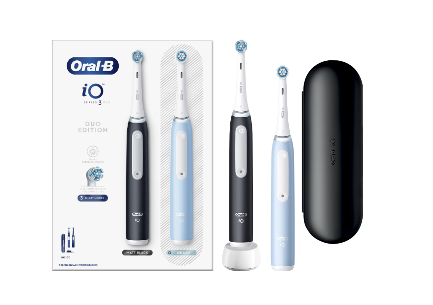 Set periuță de dinți electrică Oral-B io 3, Negru, Albastru