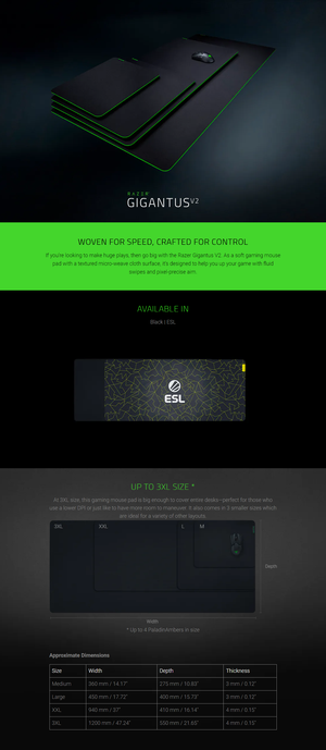 Mouse pad de gaming Razer Gigantus V2, dimensiune mare